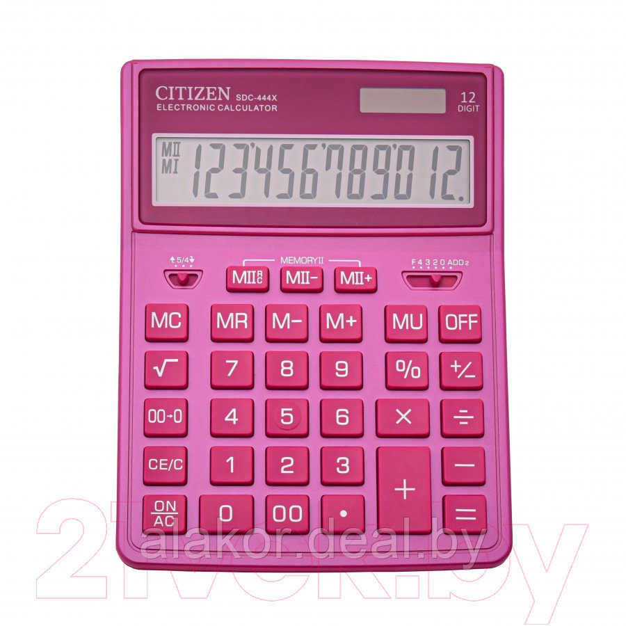 Калькулятор настольный CITIZEN SDC-444X, 12-разрядный, 155x32x204мм, розовый - фото 3 - id-p225010418
