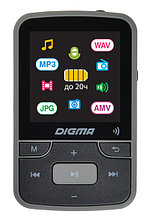 MP3 плеер c Bluetooth - Digma Z4 16GB, экран 1.5", FM радио, microSD, клипса, черный/серый