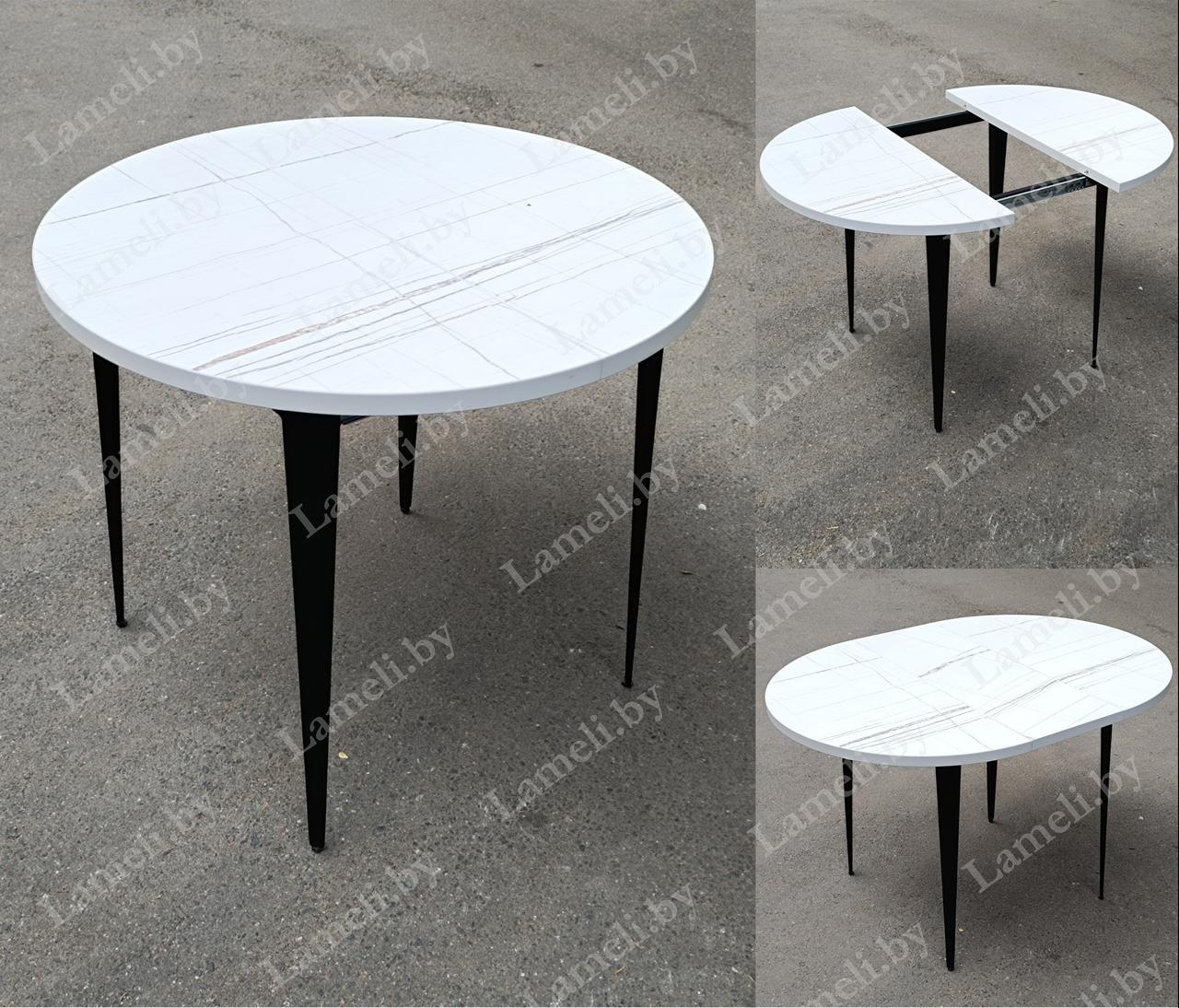 РАЗДВИЖНОЙ КРУГЛЫЙ стол из массива дуба, ЛДСП или постформинга  на металлокаркасе серии К-3. ЛЮБОЙ размер,цвет