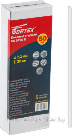 Клеевые стержни WORTEX GS 0720 U (PVC универсальный, 7,2*200мм, 50шт, коробка) (PVC универсальный) - фото 1 - id-p225011173