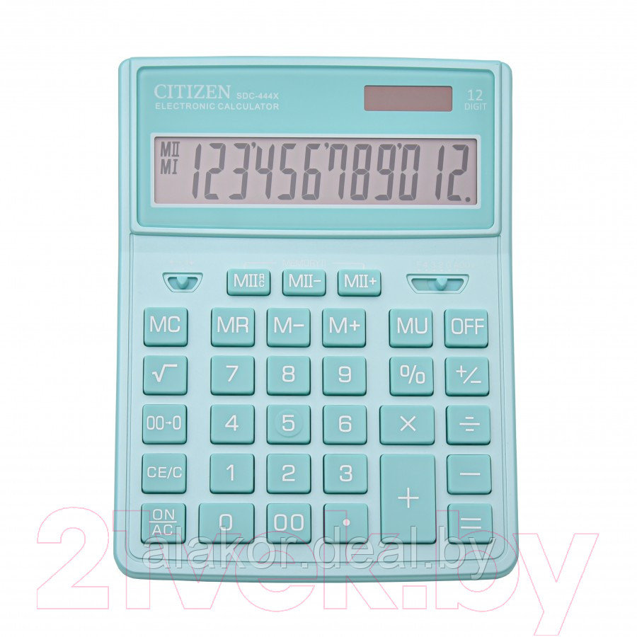 Калькулятор Citizen SDC-444X, 12-разрядный, 155x32x204мм, бирюзовый - фото 4 - id-p225012570