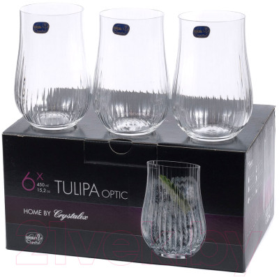 Набор стаканов Bohemia Crystal Tulipa Optic 25300/36/450 - фото 1 - id-p225012953