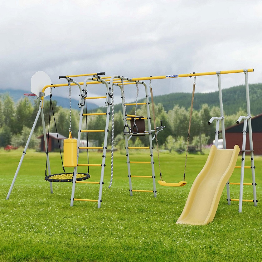 Детский спортивный комплекс для дачи Romana Fitness гнездо и ПК с горкой - фото 2 - id-p159186162