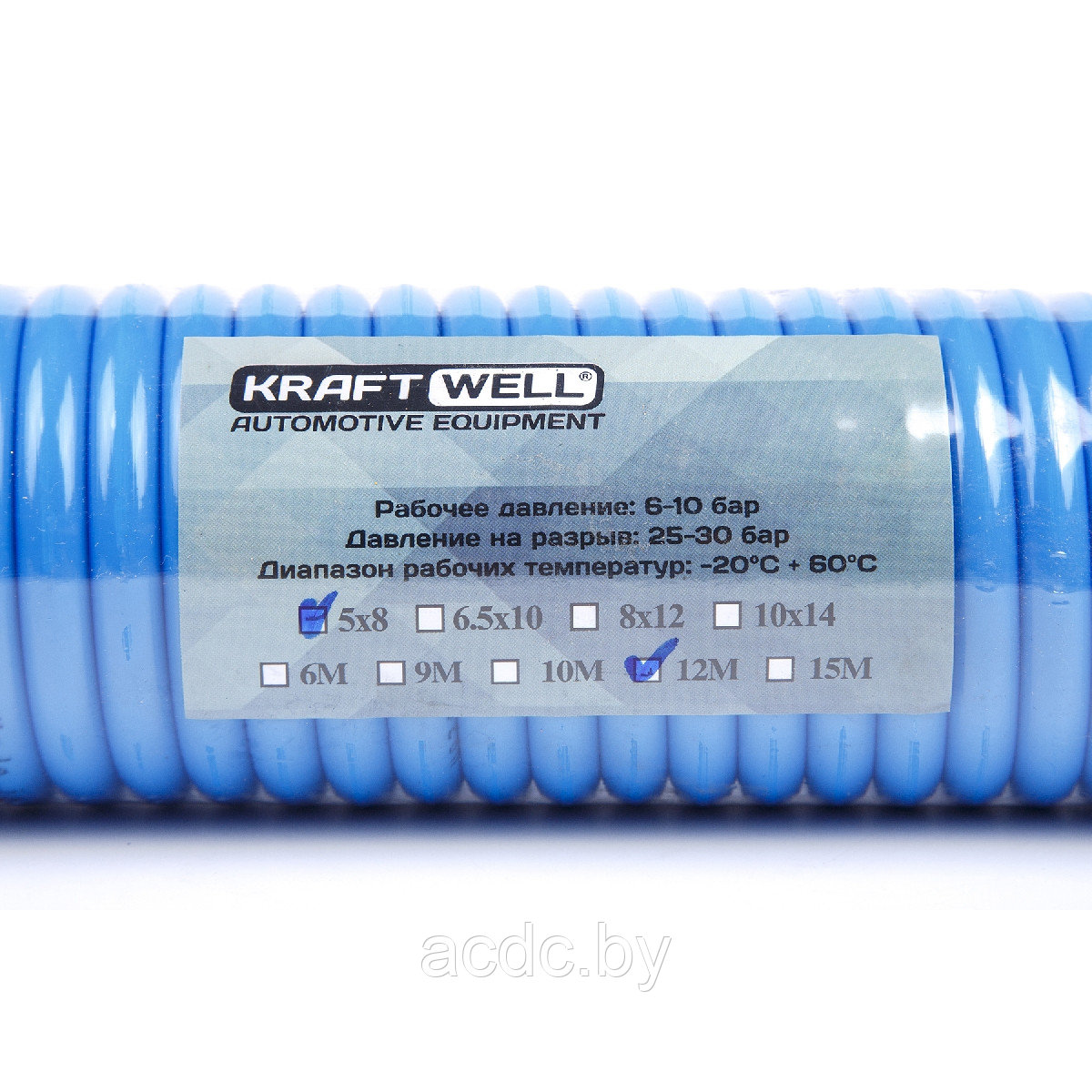 Шланг воздушный полиуретановый, спиральный D5х8 мм, 12 м KraftWell арт. KRW-HC050812 - фото 2 - id-p225014081