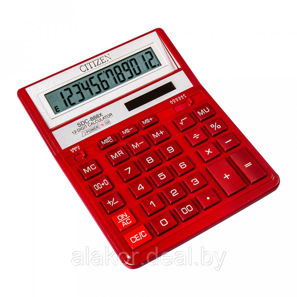 Калькулятор настольный Citizen SDC-888X, 12-разрядный, красный, 203x158x31 - фото 1 - id-p225014739