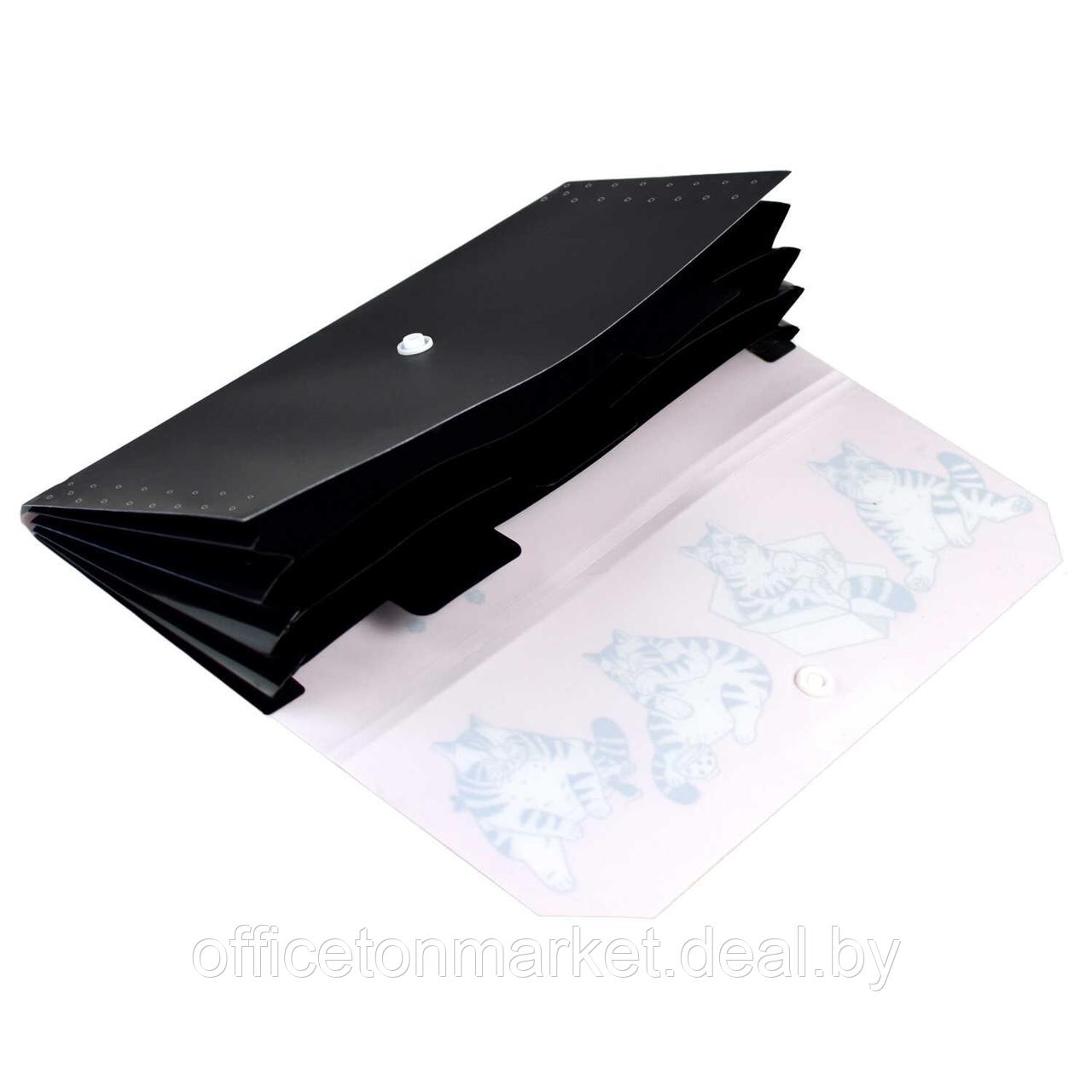 Папка-конверт на кнопке "Коты", А5, розовый, черный - фото 3 - id-p225015149