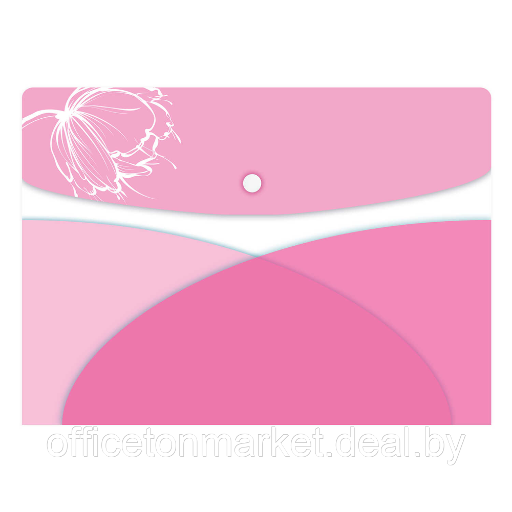 Папка-конверт на кнопке "Цветок на розовом", А4, розовый - фото 1 - id-p225015150