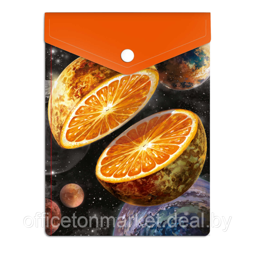 Папка-конверт на кнопке "Космический апельсин", А6, разноцветный - фото 1 - id-p222226867