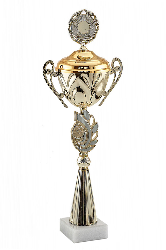 Кубок   "Лувр " на мраморной подставке с крышкой  , высота 56 см, диаметр чаши 14 см арт. 522-420-140 КЗ140