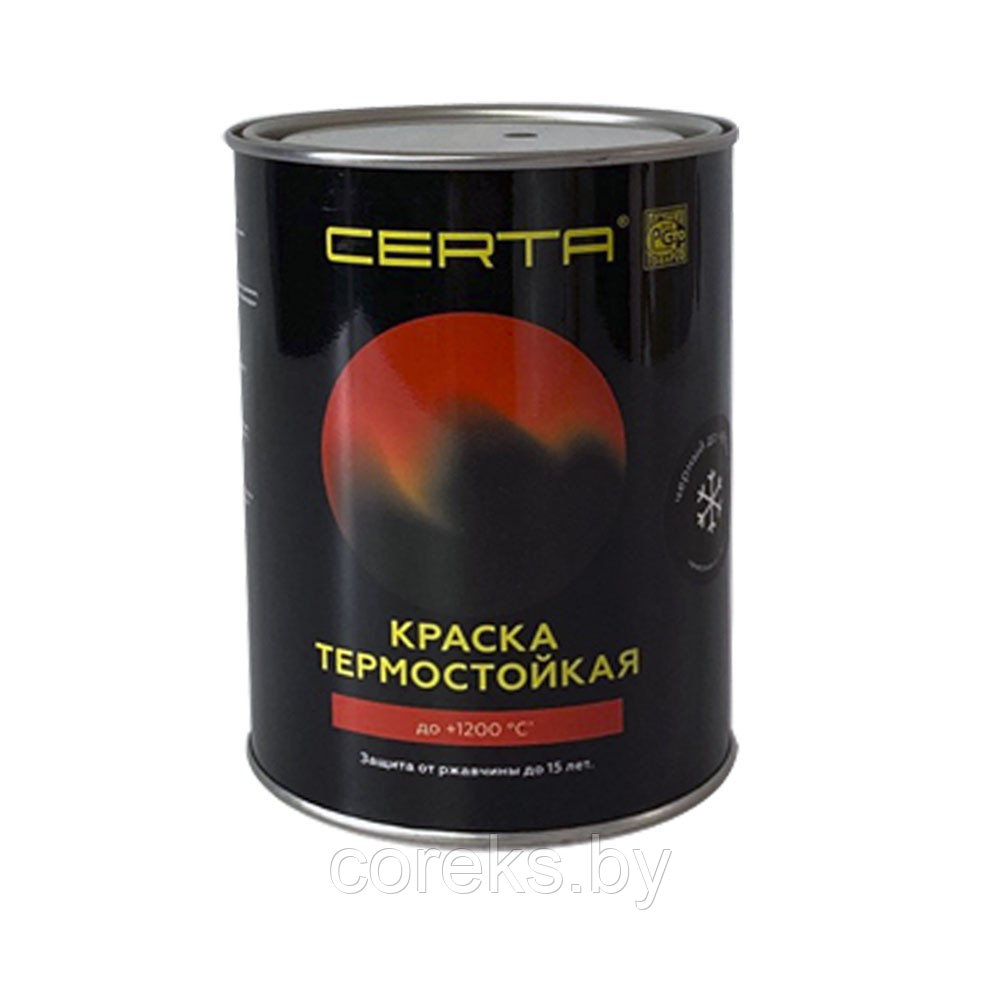 Эмаль термостойкая "CERTA" 800С черная 0.8 кг