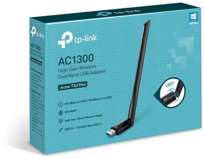 Сетевой адаптер WiFi TP-LINK Archer T3U Plus USB 3.0 - фото 4 - id-p224956545