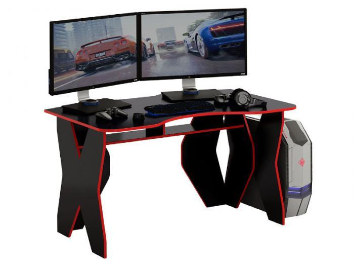 Компьютерный игровой геймерский стол черный красный красивый оригинальный прямой для ребенка