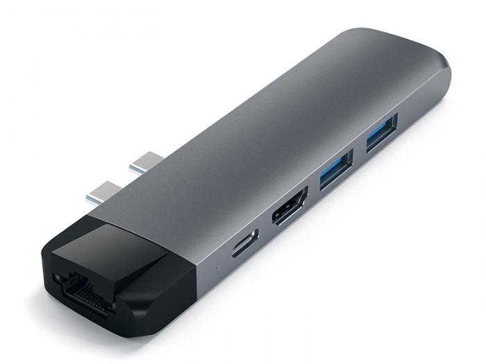 Хаб USB Satechi Aluminum Pro Hub With Ethernet для 2016/2017 MacBook Pro 13/15 Space Gray ST-TCPHEM - фото 1 - id-p224979383