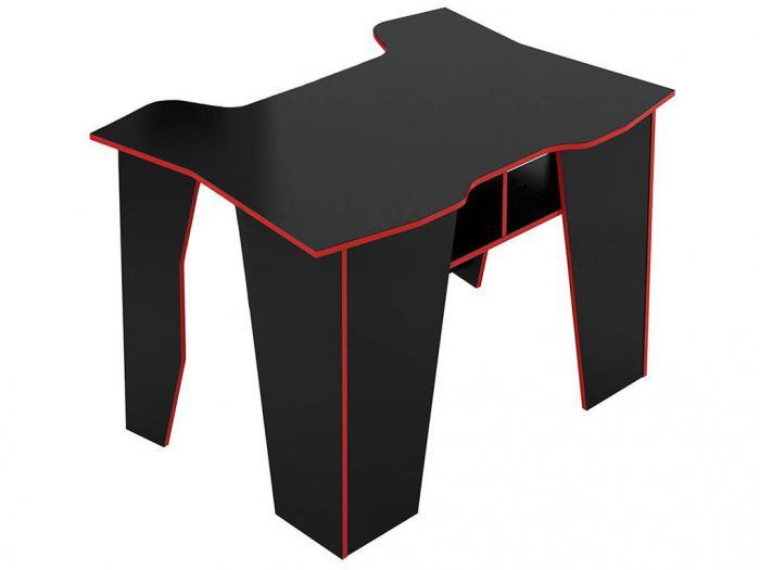 Игровой компьютерный стол геймерский MP55 черный-красный с вырезом красивый для ПК компьютера геймера - фото 1 - id-p224955836