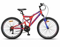 Велосипед подростковый горный двухподвес для девочки подростка STELS Mustang MD 24 дюйма и рама 16" красный