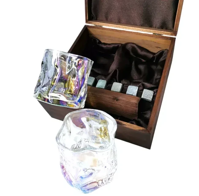 Подарочный набор для виски в деревянной шкатулке с камнями AmiroTrend ABW-304 brown pearl - фото 4 - id-p225035256