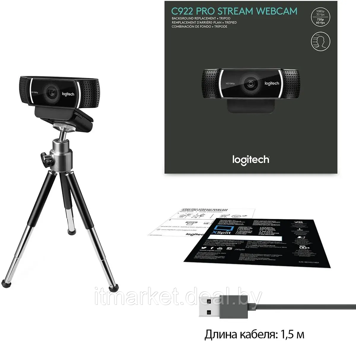 Веб-камера Logitech C922 Pro Stream (960-001089) - фото 2 - id-p225035821