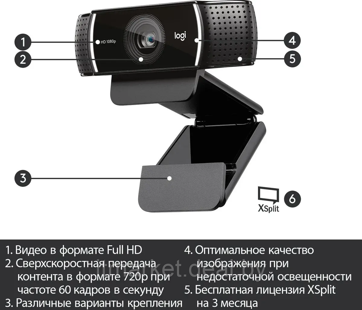 Веб-камера Logitech C922 Pro Stream (960-001089) - фото 5 - id-p225035821