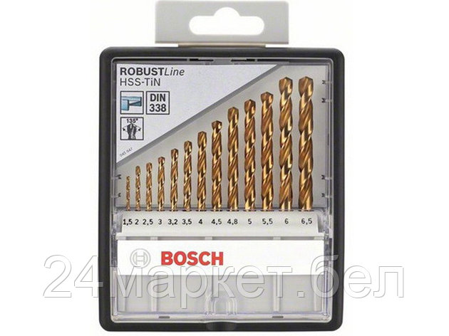 BOSCH Китай Набор сверл по мет. Robust Line HSS-TiN 13шт 1,5-6,5мм (BOSCH), фото 2