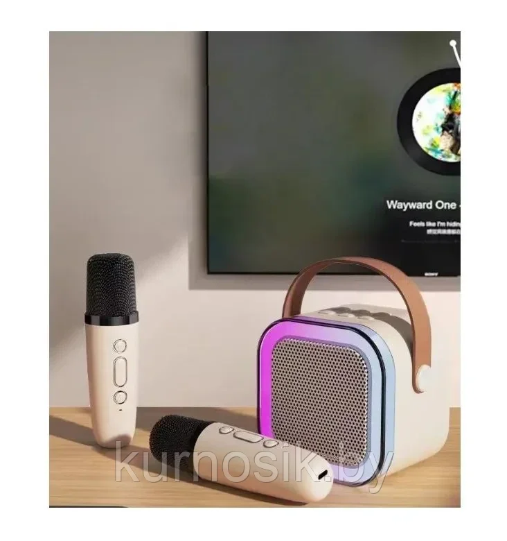 Портативная Bluetooth колонка с 2 микрофонами K12, розовая - фото 6 - id-p225036483