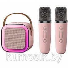 Портативная Bluetooth колонка с 2 микрофонами K12, розовая