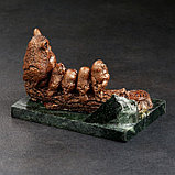 Сувенир "Совы на бревне", 8х12х7 см, змеевик, гипс, фото 3