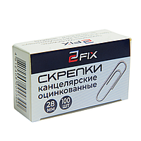 Скрепки овальные "Бугинком 2Fix", 28 мм, 100 шт, серебристый