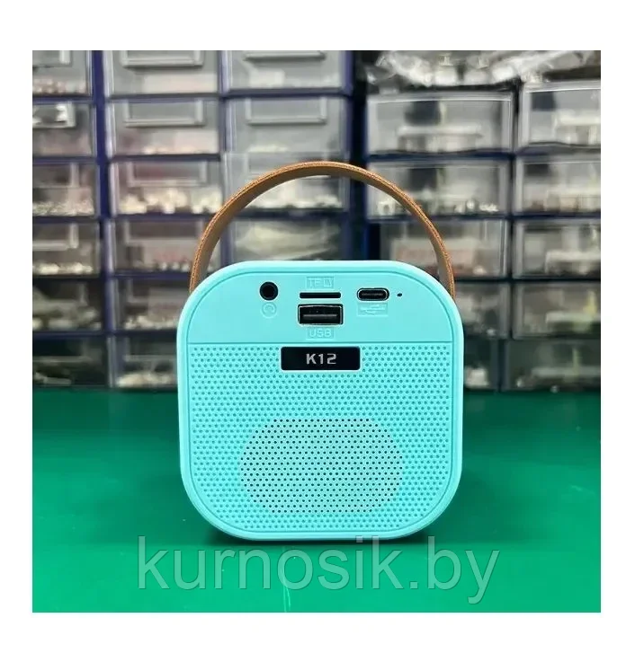Портативная Bluetooth колонка с 2 микрофонами K12, голубой - фото 4 - id-p225036527
