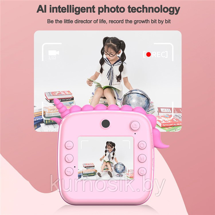 Детский фотоаппарат с мгновений печатью Единорог М9, розовый - фото 7 - id-p225036750