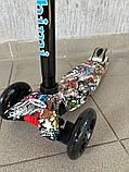 Самокат BelAshimi Scooter (графити чёрные колеса) светящиеся колеса, фото 2