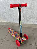 Самокат BelAshimi Scooter (разноцветное драже красные колеса) светящиеся колеса, фото 2