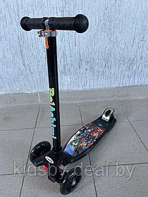 Самокат BelAshimi Scooter (супер герои чёрные колеса) светящиеся колеса