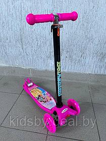 Самокат BelAshimi Scooter (герои розовые колеса) светящиеся колеса