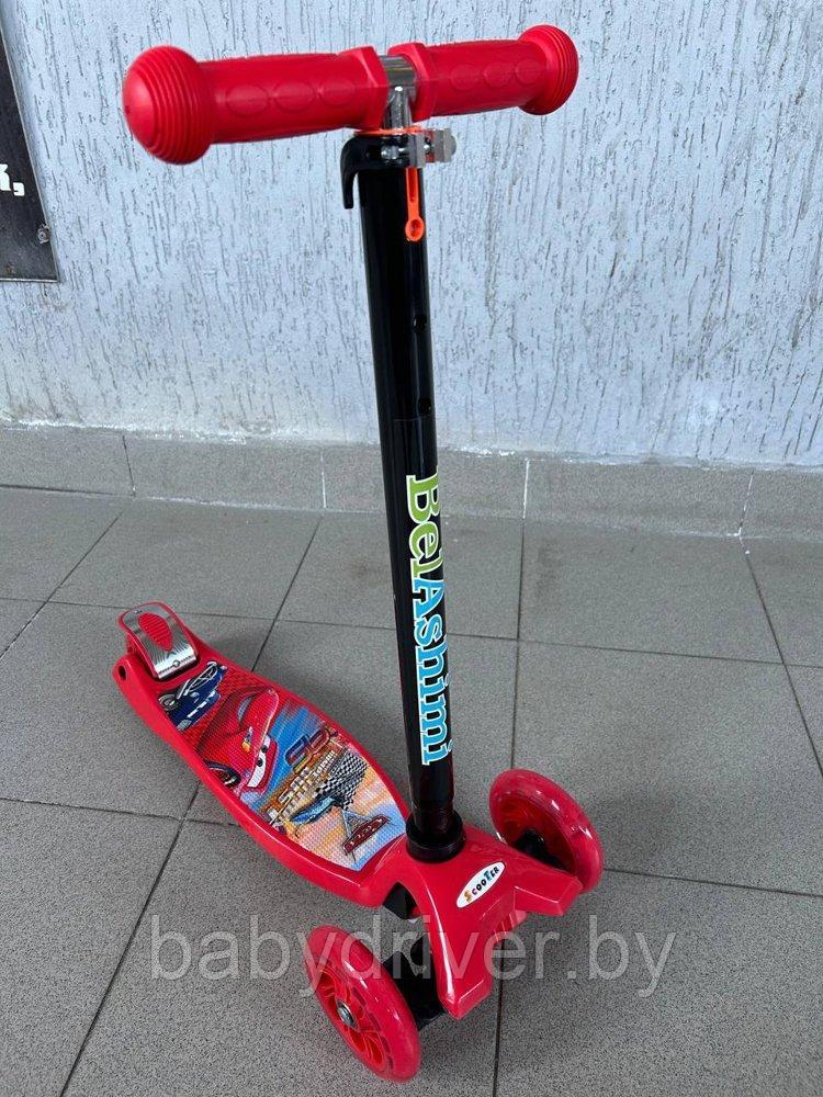 Самокат BelAshimi Scooter (Тачки красные колеса) светящиеся колеса