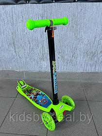 Самокат BelAshimi Scooter (Патруль салатовые колеса) светящиеся колеса