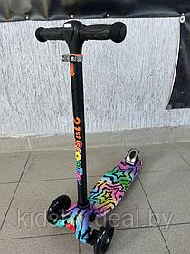 Самокат 21st scooter Maxi Scooter (Звёзды) светящиеся колеса, фонарь