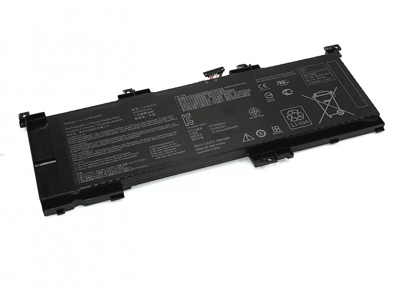 Аккумулятор (батарея) C41N1531 для ноутбука Asus ROG Strix GL502VS, 15.2В, 63Втч, 4100мАч, Li-ion, черный - фото 1 - id-p225037653