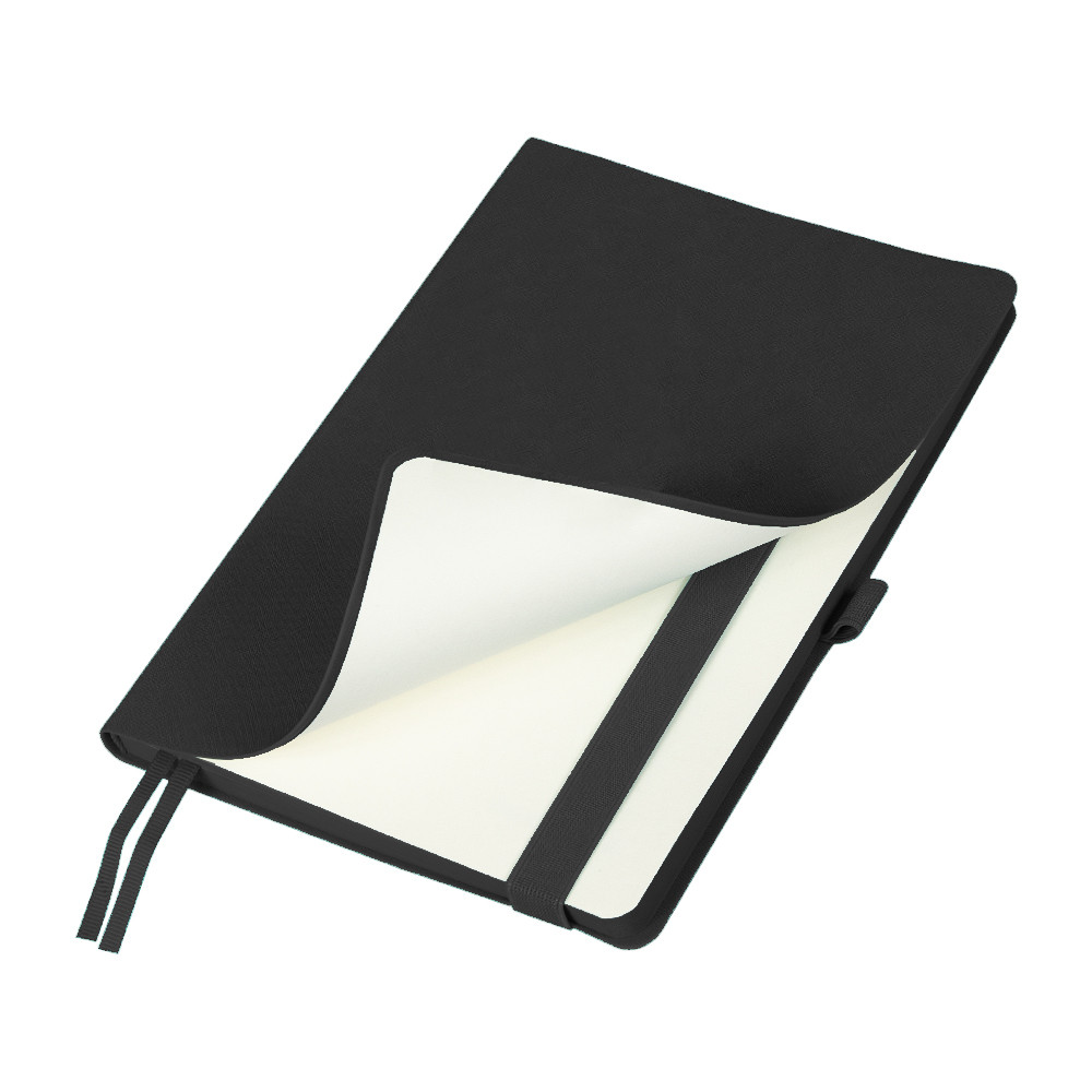 Ежедневник Flexy Line Linen А5, черный/черный, недатированный, в гибкой обложке, с резинкой и петлей для ручки - фото 1 - id-p224806339