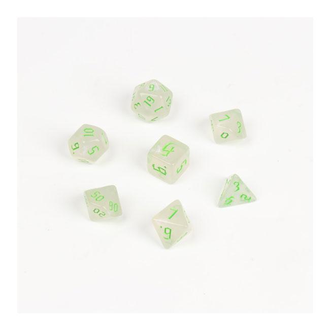 Набор кубиков для ролевых игр Время игры 7 шт., блестящий зелёный