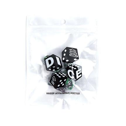 Набор кубиков для ролевых игр Время игры 7 шт., черно-зелёный мрамор, фото 2