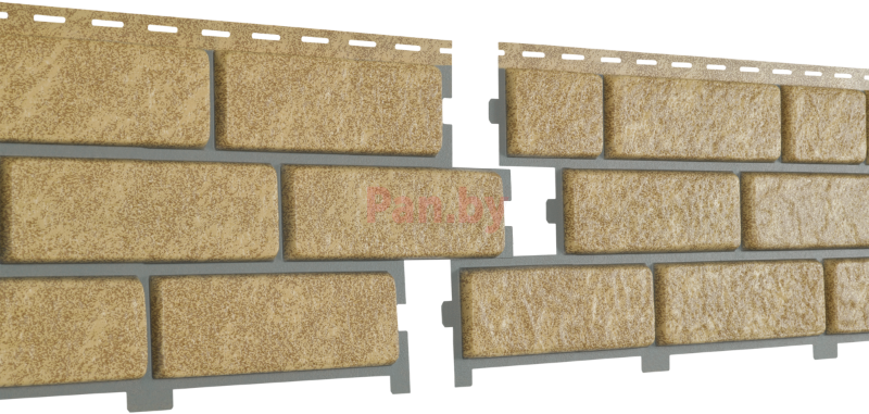Фасадная панель (цокольный сайдинг) Ю-пласт Стоун хаус Кирпич песочный с декорированным швом - фото 1 - id-p225039410