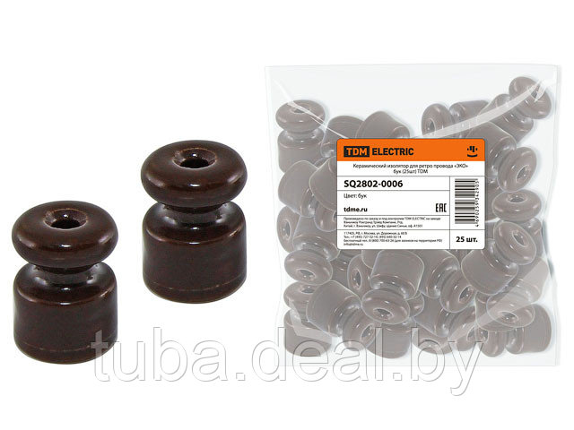 Изолятор керамический для ретро провода "ЭКО" (25шт) бук TDM - фото 1 - id-p225043081
