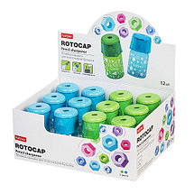 Точилка пластиковая Hatber ROTOCAP Цветная с контейнером, фото 2