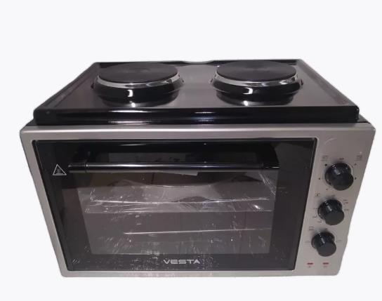 Электропечь с двумя конфорками мини печь электрическая настольная плита с духовкой VESTA MP-V 3614 серо-черная - фото 1 - id-p225048272