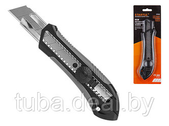Нож пистолетный с выдвижным лезвием 25мм BLACK LINE STARTUL (ST0926) (ABS+TPR покрытие корпуса)