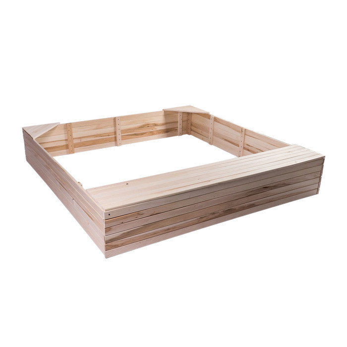 Песочница деревянная, без крышки, 150 × 150 × 30 см, с ящиком для игрушек, сосна - фото 1 - id-p225051396