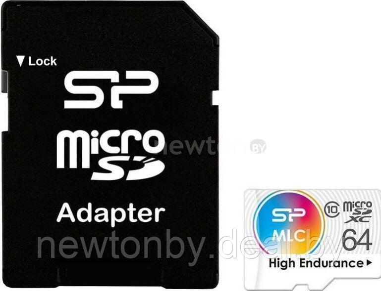 Карта памяти Silicon-Power High Endurance microSDXC SP064GBSTXIU3V10SP 64GB (с адаптером) - фото 1 - id-p225053846