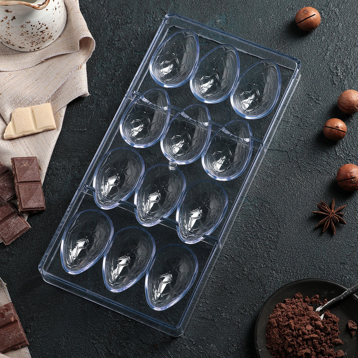 Форма для шоколада и конфет KONFINETTA «Шоколадное яйцо», 27,5×13,5 см, 12 ячеек, ячейка 3,6×5,7×1,5 см - фото 4 - id-p225054025