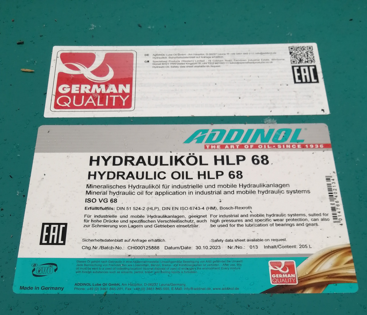 HLP 68 ADDINOL Гидравлическое масло, 205л