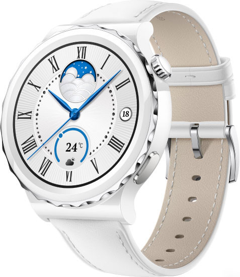 Умные часы Huawei Watch GT 3 Pro Ceramic 43 мм (белый/кожа) - фото 1 - id-p225055043